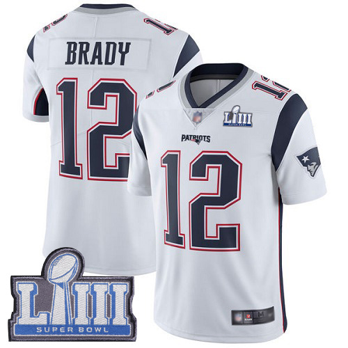 New England Patriots Football #12 Super Bowl LIII Bound Vapor Limited White Men Tom Brady Road NFL Jersey->women nfl jersey->Women Jersey